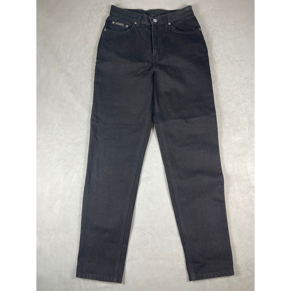 Vintage Calvin Klein High Waisted Tapered Jeans Black Made USA Size 8 31 Inseam‎